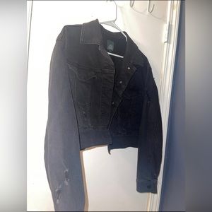 Wild Fable mid-length lightly destroyed black denim jacket. Size women’s Medium.